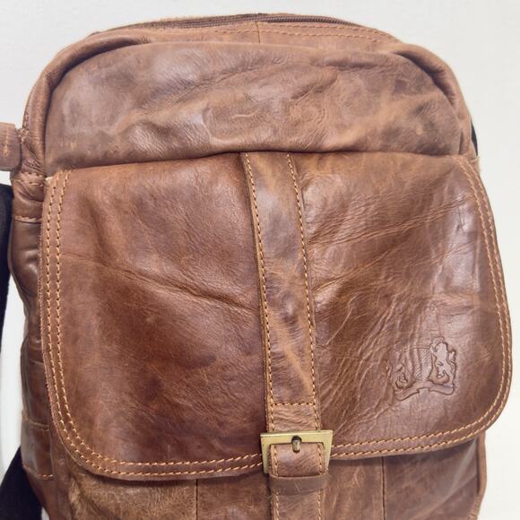 Vintage Brown Leather Crossbody Messenger Bag – Style Unisex’s - Picture 4 of 12